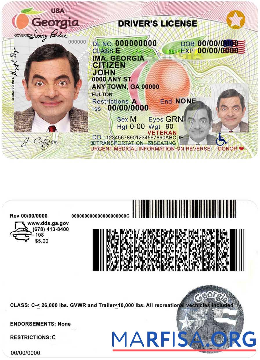 Downloadable USA Georgia driving license (2017 2019) download for verification